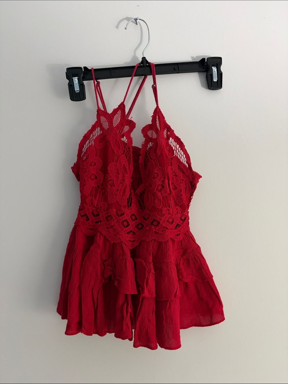 Free People Red Lace Trim Camisole